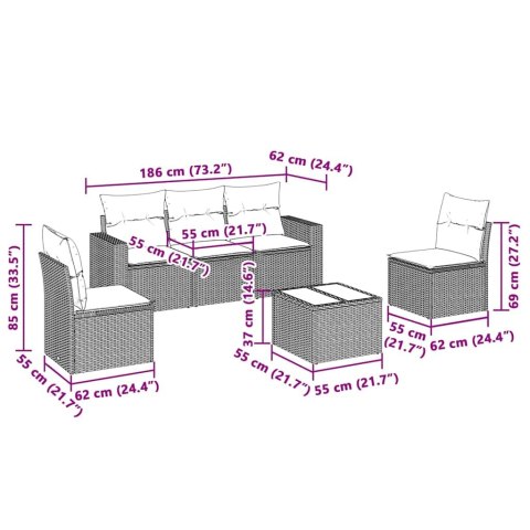 6-cz. zestaw mebli ogrodowych z poduszkami, jasnoszary