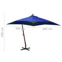 Parasol ogrodowy wiszący, na jodłowym słupku, lazurowy, 3x3 m