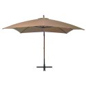 Parasol ogrodowy wiszący, na jodłowym słupku, taupe, 3x3 m