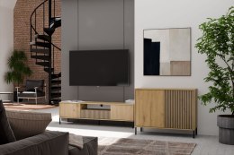 Komoda Front Ryflowany Szafka KAMARO 2D Slim / Gładki DĄB ARTISAN Lamele