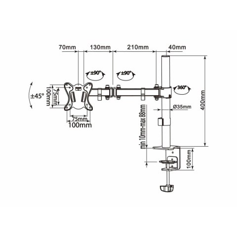 Uchwyt Stołowy do Monitora Equip 650151 27"