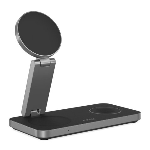 Ładowarka indukcyjna 3w1 do smartfona smartwatcha słuchawek z kablem USB-C - czarna