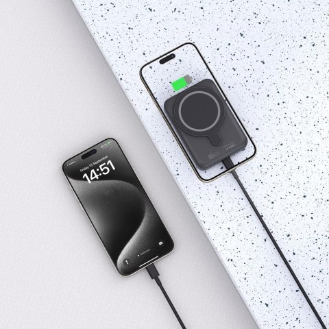 Powerbank 10000mAh MagSafe USB-C 15W z kablem USB-C - czarny