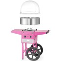 Maszyna urządzenie do waty cukrowej z wózkiem na kółkach bez pokrywy 1130 W - różowa
