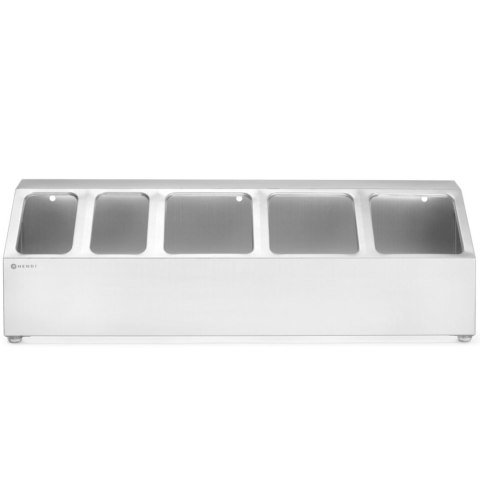 Stojak ekspozytor stalowy na pojemniki gastronomiczne 3x GN 1/6 2x GN 1/9