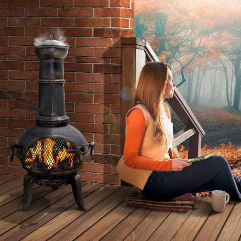 Jago Zewnętrzny kominek ogrodowy, żeliwny, 43 x 43 x 108 cm,