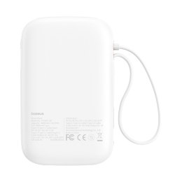 Power bank 10000mAh QPow 2 30W z wbudowanymi kablami USB-C - biały