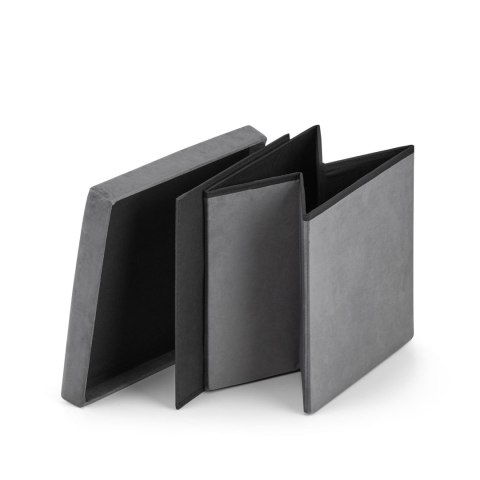 Pufa składana L - 38x38x38cm aksamit szara