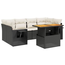 7-cz. zestaw wypoczynkowy do ogrodu, z poduszkami, czarny