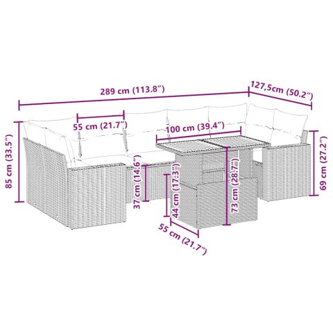 8-cz. zestaw mebli ogrodowych z poduszkami, beżowy, polirattan