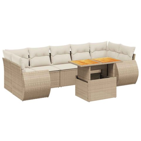 8-cz. zestaw mebli ogrodowych z poduszkami, beżowy, polirattan