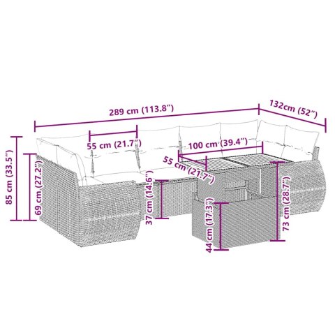8-cz. zestaw mebli ogrodowych z poduszkami, beżowy, polirattan