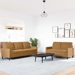 2-częściowy komplet wypoczynkowy, obity aksamitem, brązowy