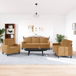 3-częściowy komplet wypoczynkowy, obity aksamitem, brązowy