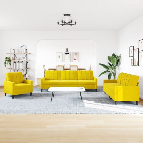 4-cz. komplet wypoczynkowy z poduszkami, żółty, aksamit