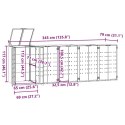 Obudowa na 5 koszy na śmieci, szara, 345x79x117 cm, stal