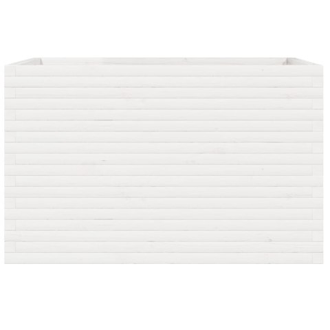 Donica ogrodowa, biała, 110x60x68,5 cm, lite drewno sosnowe