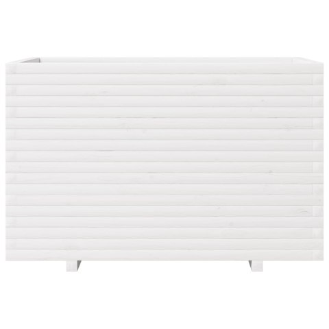 Donica ogrodowa, biała, 110x60x72 cm, lite drewno sosnowe