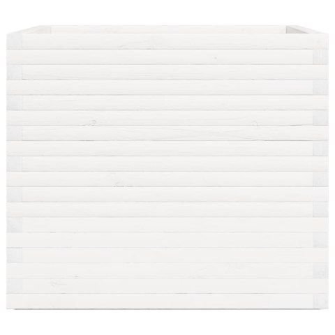 Donica ogrodowa, biała, 80x80x72 cm, lite drewno sosnowe