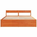 Łóżko bez materaca, woskowy brąz, 200x200 cm, drewno sosnowe