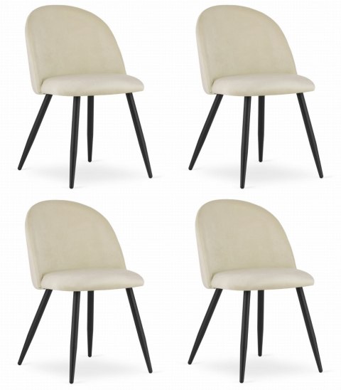 Krzesło BELLO - aksamit beż / nogi czarne x 4
