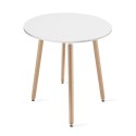 Stół KAMI Okrągły 60cm - biały / naturalne nogi