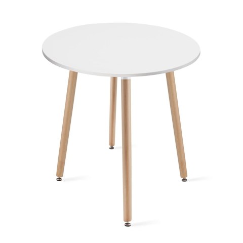 Stół KAMI Okrągły 60cm - biały / naturalne nogi
