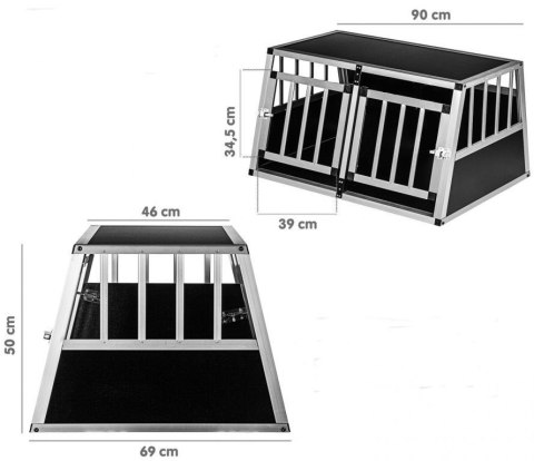 Kojec transportowy aluminiowy dla psów 89 × 69 × 50 cm