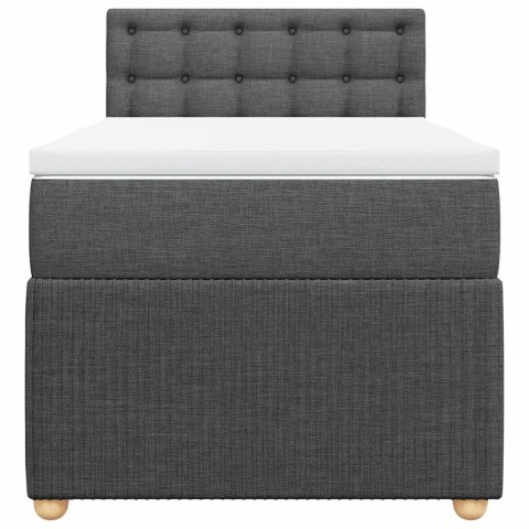 Łóżko kontynentalne z materacem, ciemnoszara tkanina 90x200 cm