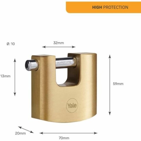 Zamek na klucz Yale Prostokątny Złoty