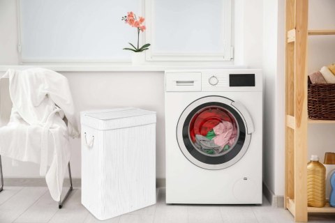 Kosz bambusowy na pranie SOREN 1 komora biały