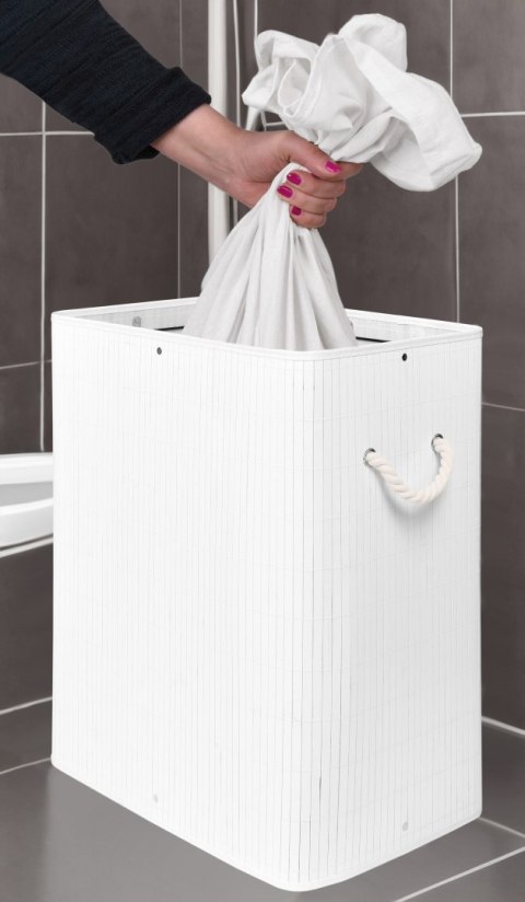 Kosz bambusowy na pranie SOREN 1 komora biały