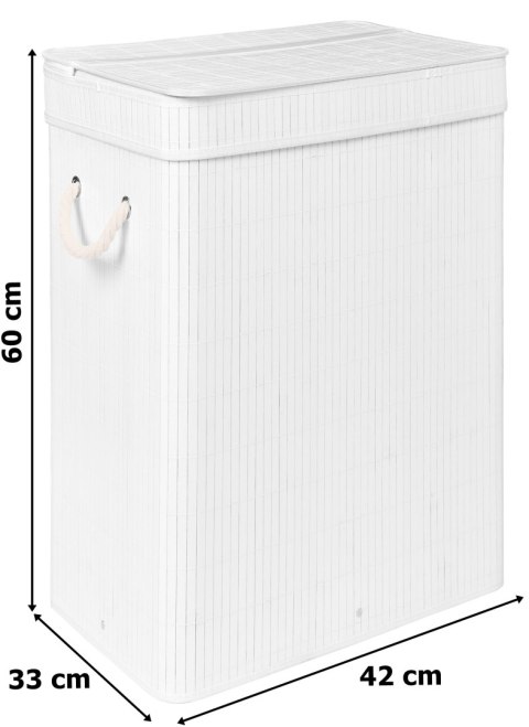 Kosz bambusowy na pranie SOREN 1 komora biały