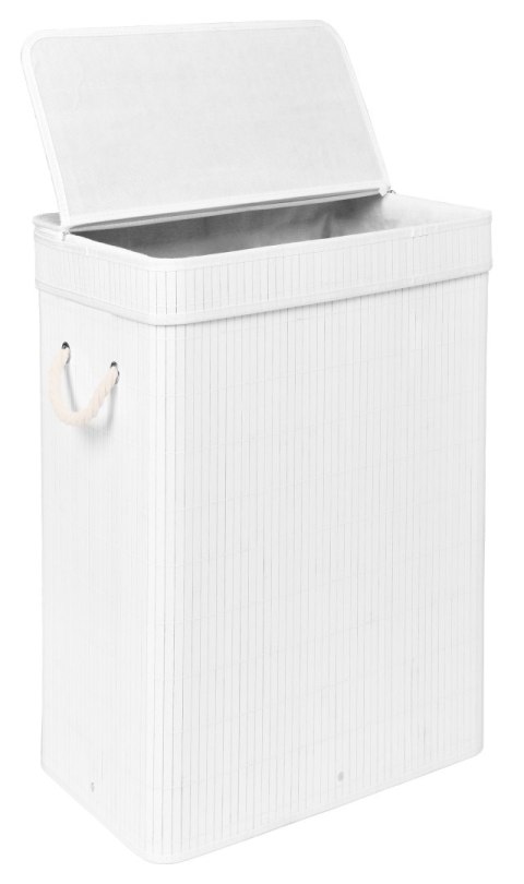 Kosz bambusowy na pranie SOREN 1 komora biały