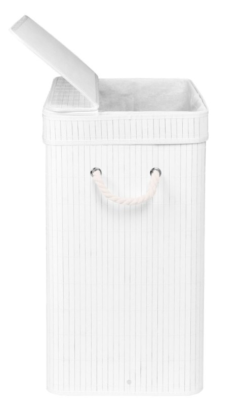 Kosz bambusowy na pranie SOREN 1 komora biały