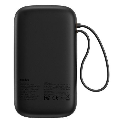 Powerbank QPow 2 20000mAh 30W z 2 wbudowanymi kablami USB-C - czarny