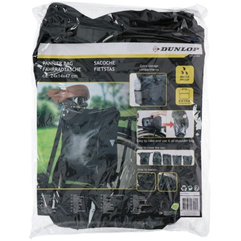 SAKWA TORBA ROWEROWA WODOSZCZELNA TYLNIA NA BAGAŻNIK CZARNA 15L DUNLOP