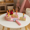 Zestaw drewniany tort na rzepy świeczki truskawka dla dzieci 15 elementów ECOTOYS