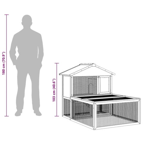 Klatka dla królików z wybiegiem, drewniana
