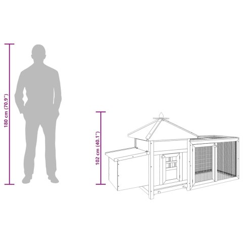 Klatka dla kurcząt z gniazdem, czerwona, 193x68x104 cm, jodła