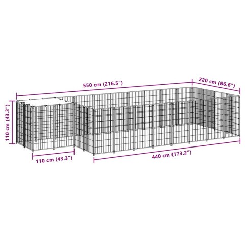 Kojec dla psa, czarny, 10,89 m², stalowy
