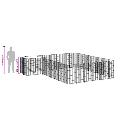 Kojec dla psa, czarny, 15,73 m², stalowy