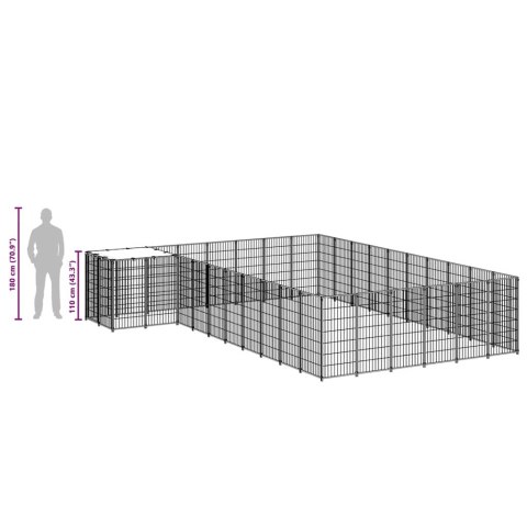 Kojec dla psa, czarny, 19,36 m², stalowy