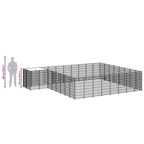Kojec dla psa, czarny, 20,57 m², stalowy