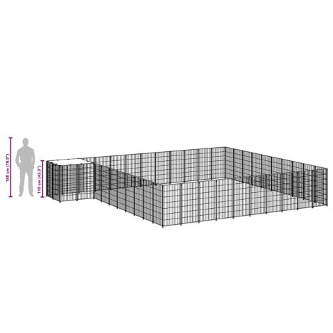 Kojec dla psa, czarny, 31,46 m², stalowy