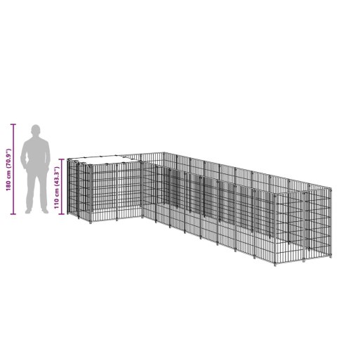 Kojec dla psa, czarny, 7,26 m², stalowy