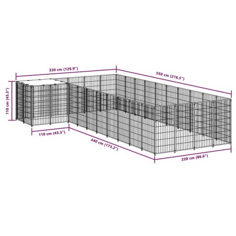 Kojec dla psa, srebrny, 13,31 m², stalowy