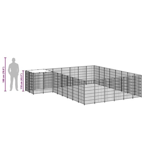 Kojec dla psa, srebrny, 15,73 m², stalowy