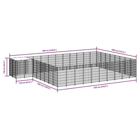 Kojec dla psa, srebrny, 25,41 m², stalowy