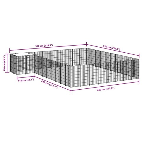 Kojec dla psa, srebrny, 25,41 m², stalowy